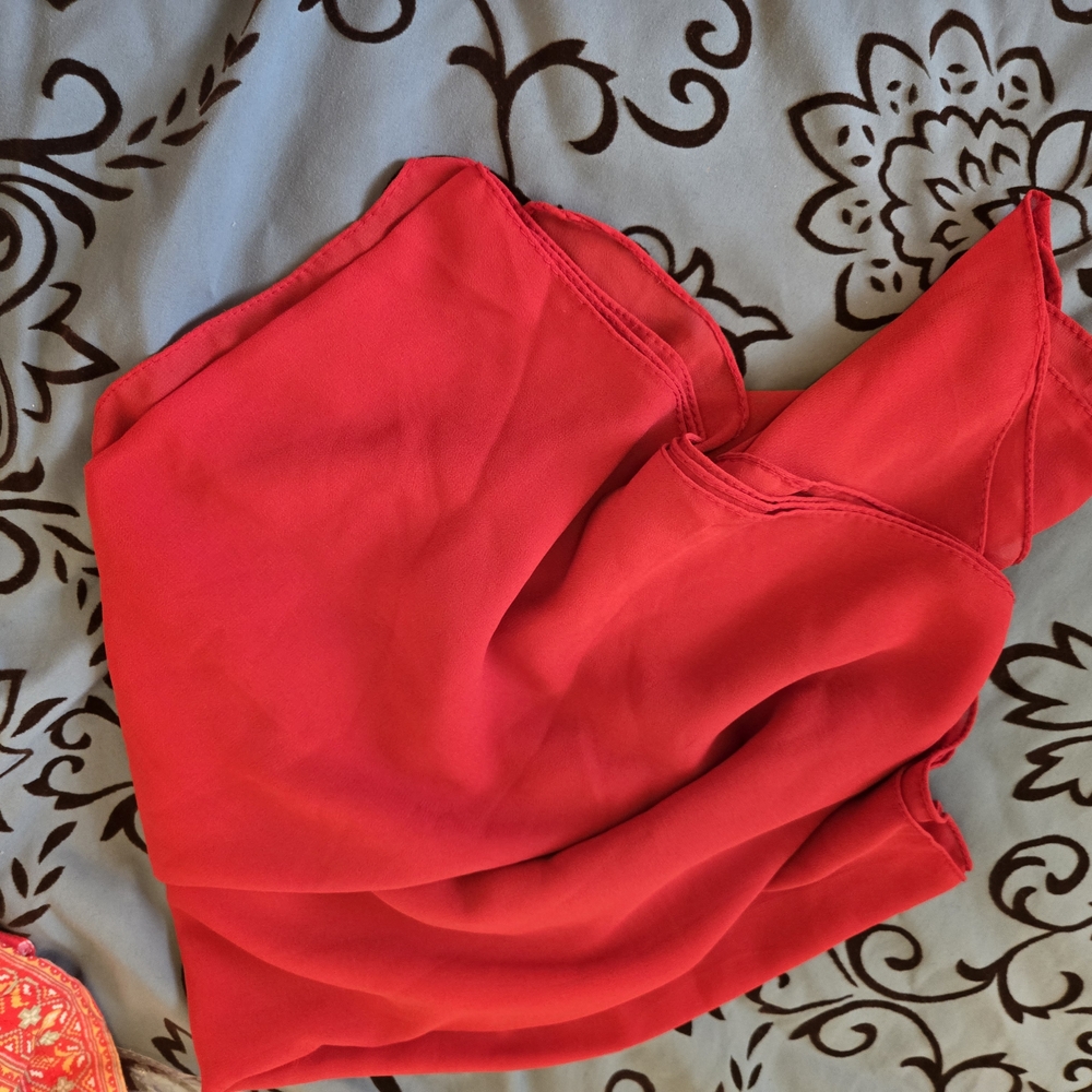 Elegant Red Chiffon Scarf